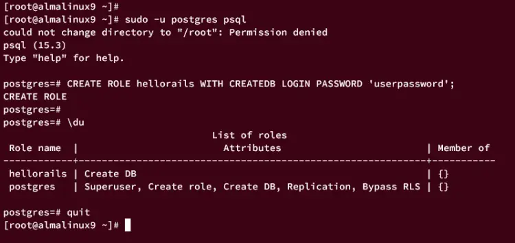 create postgresql role