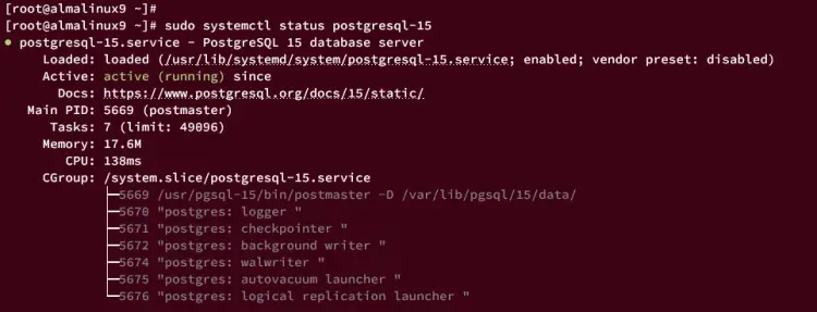 checking postgresql service