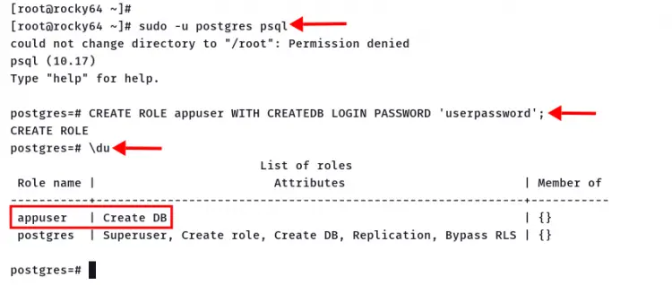 Create new PostgreSQL user