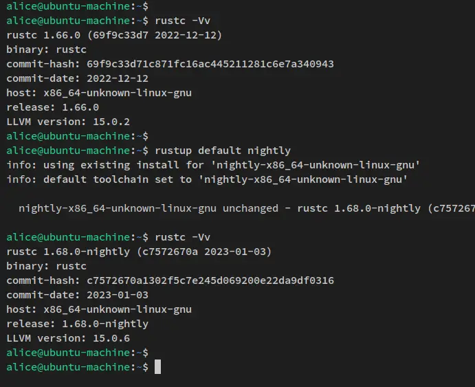 set up defaullt toolchain