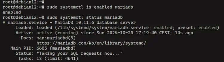 check mariadb service