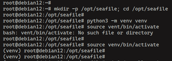 setting up venv