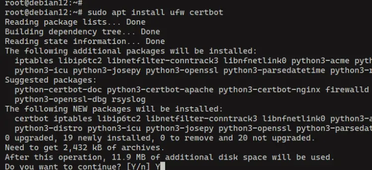 install certbot and ufw
