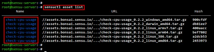 sensu asset lists