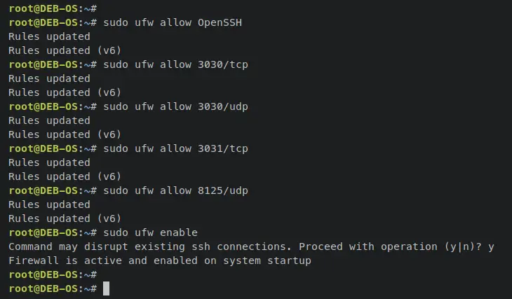 enable ufw