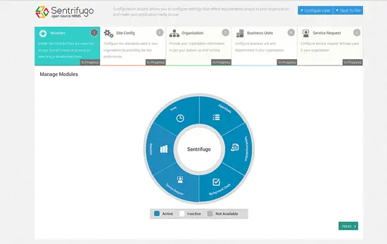 Sentrifugo dashboard