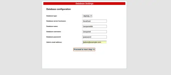 Database settings