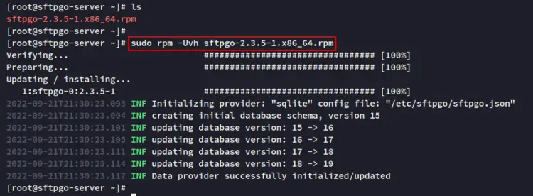 install sftpgo via rpm