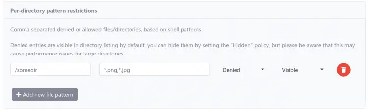 Per-directory pattern restrictions