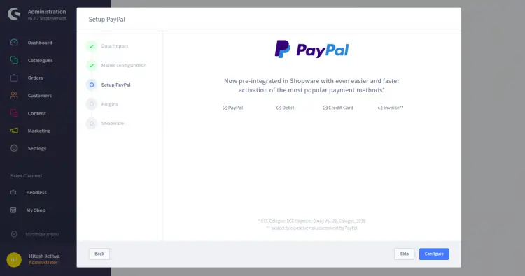 Set up Paypal payments in Shopware