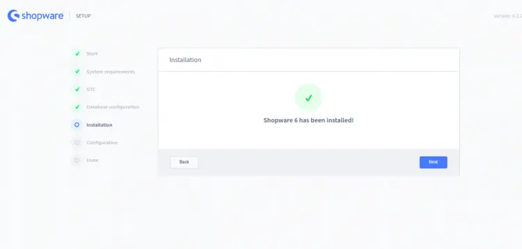 Shopware has been installed
