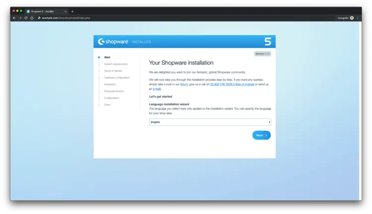 Shopware Installation Wizard