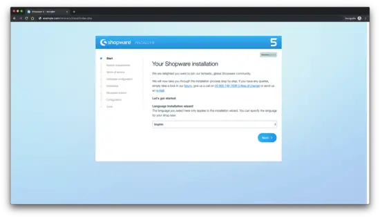 Shopware setup wizard