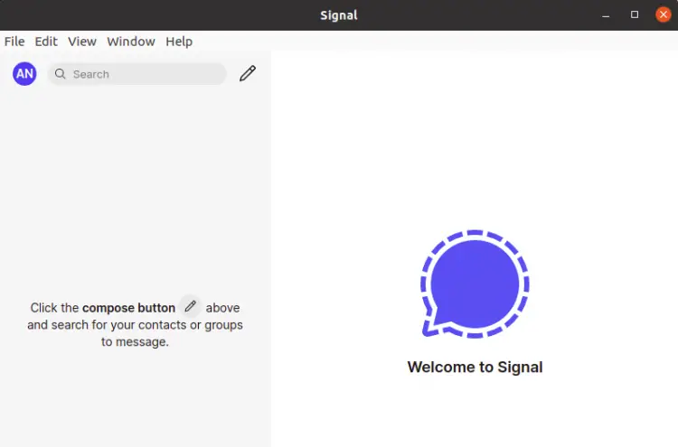 Signal Desktop welcome screen
