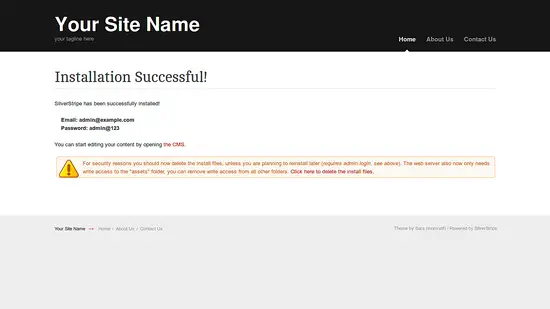 SilverStripe installation successful