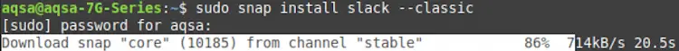 Installing Slack via snap