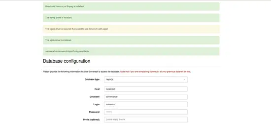 Database configuration