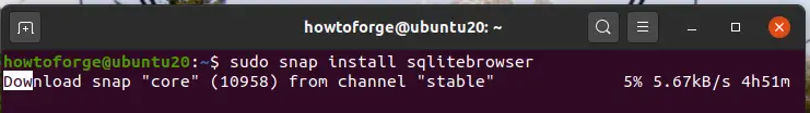 Install SQLite Browser from snap store