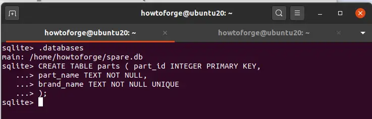 SQLite - creating a table