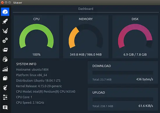 Stacer Dashboard