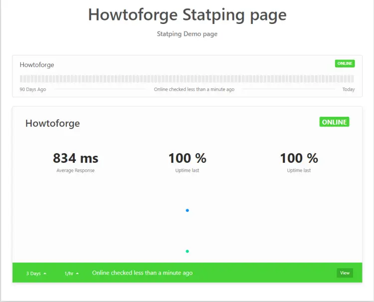 Statping Status page with Live Service