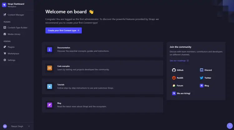 Strapi Admin Dashboard