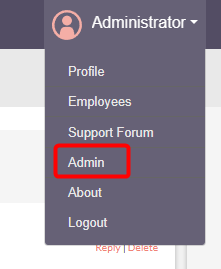 SuiteCRM Admin Menu option