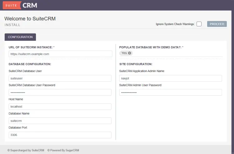 SuiteCRM Setup Wizard