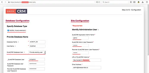 Database settings