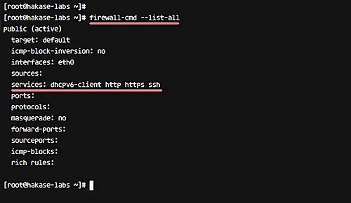 List Firewall settings