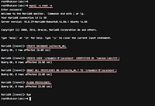 Install and configure the MariaDB database