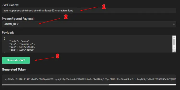 Supabase ANON KEY Generator