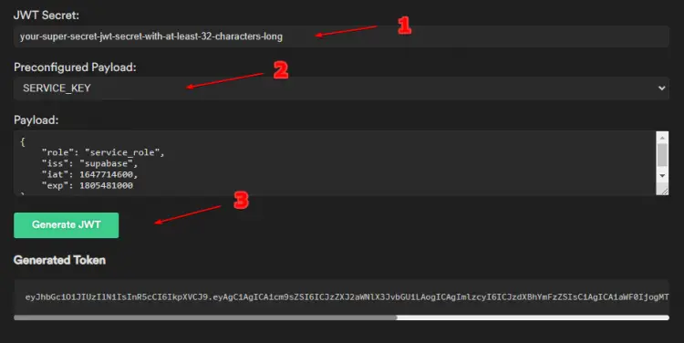 Supabase SERVICE KEY Generator