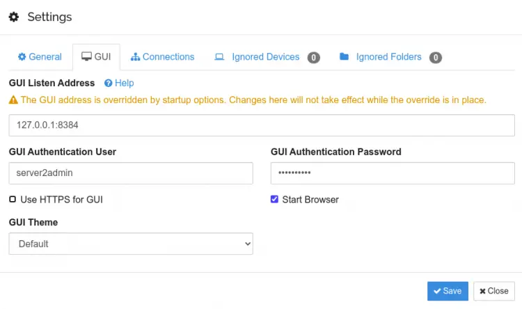 GUI settings