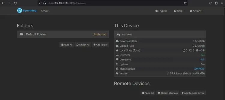 syncthing dashboard