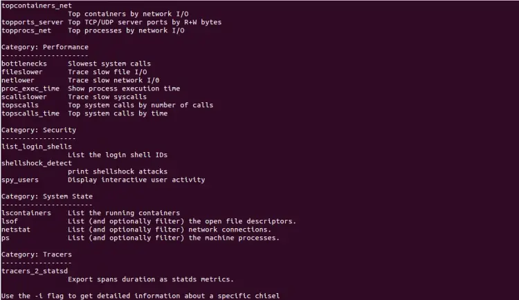 sysdig -cl