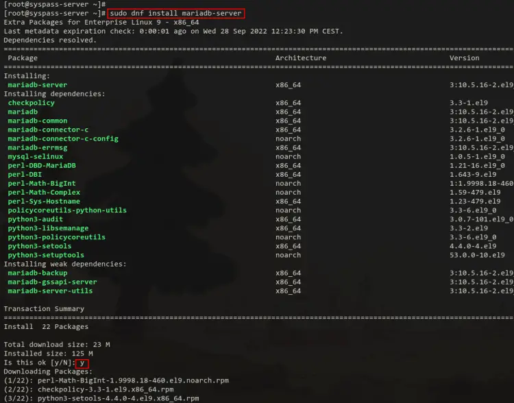 install mariadb