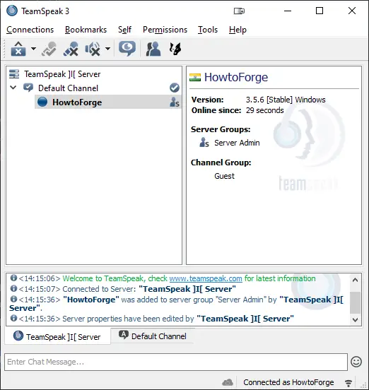 TeamSpeak 3 Client Connection Successful