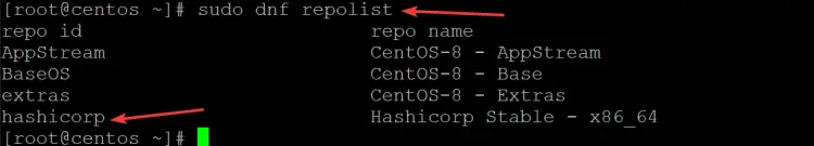 verify if the hashicorp repository has been added successfully.