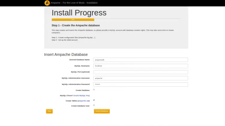 Database configuration