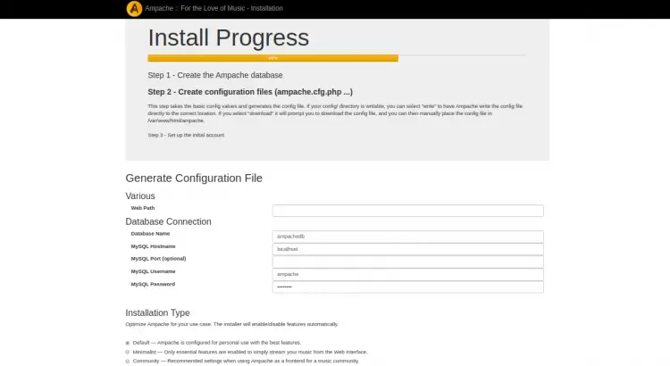 Generate configuration file