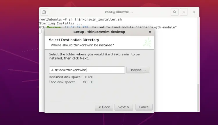 Select destination directory