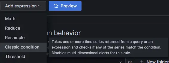 Grafana Add Alert Expression Type