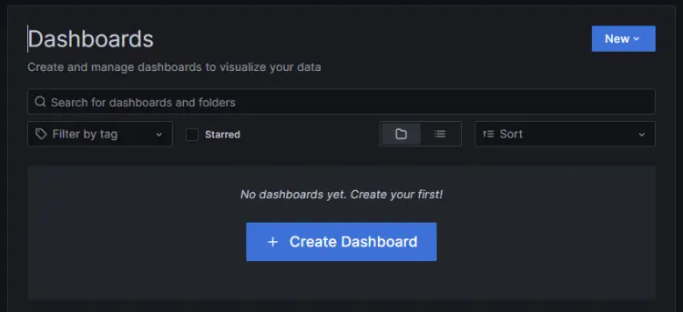 Grafana Create Dashboard Page