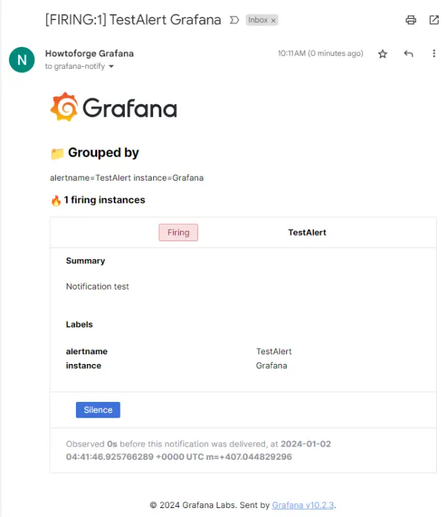 Grafana Test Email