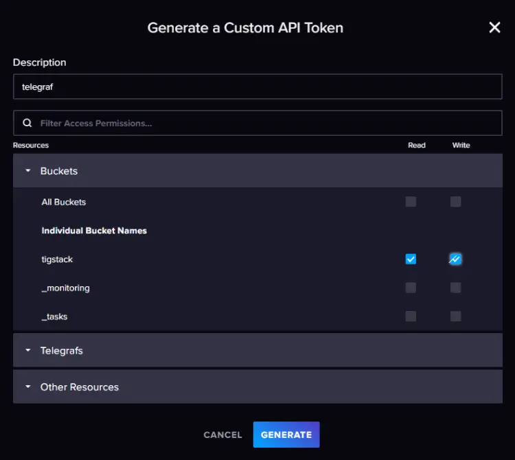 InfluxDB Create Token