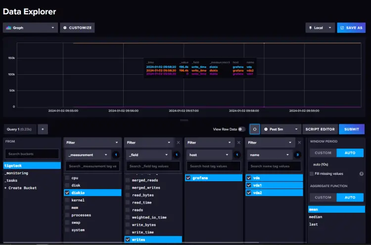 Grafana Explore Query Page