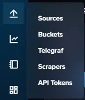 InfluxDB API Tokens Menu