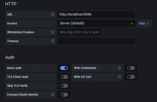 Grafana InfluxDB HTTP Details