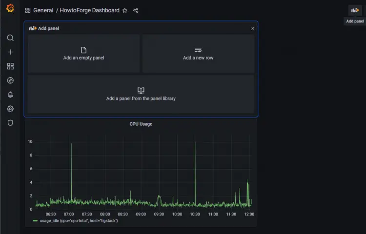 Grafana Dashboard New Panel Page